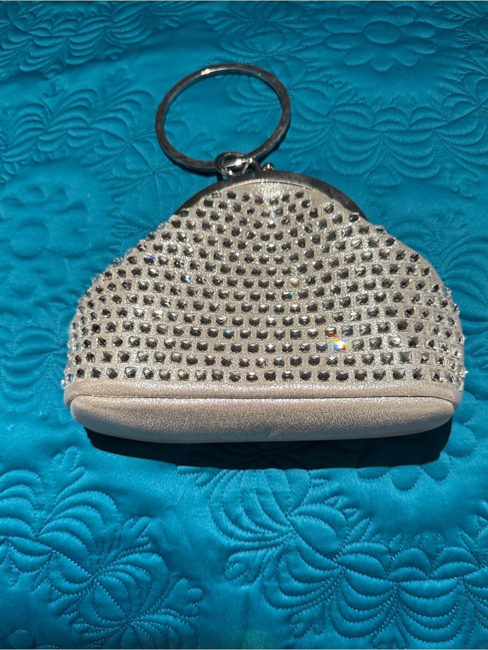 Silver Rhinestone Wristlet Clutch - Sparkling Silver Evening Bag
